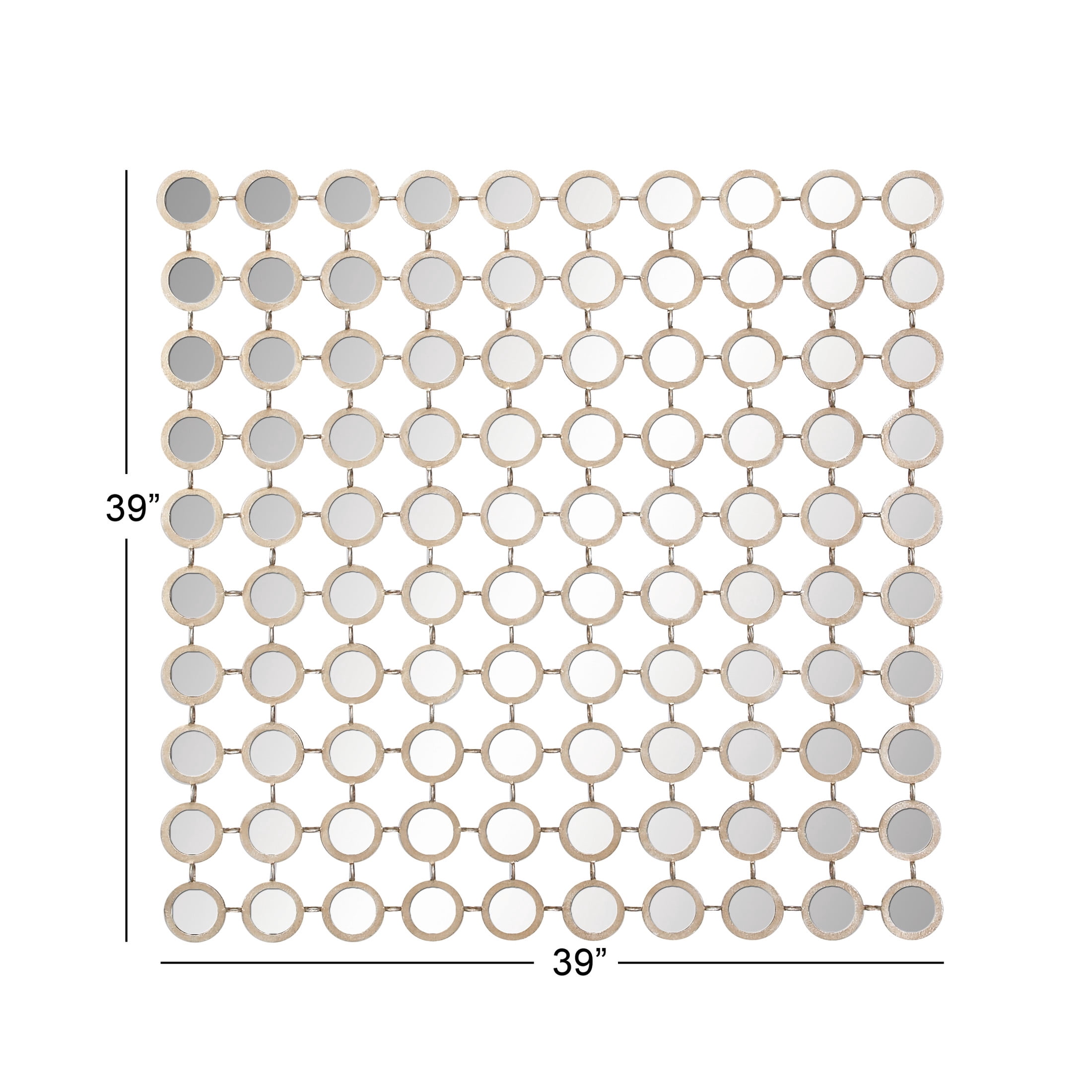 DecMode 40" x 40" Gold Geometric Wall Mirror with Grid Pattern