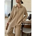 thumbnail image 2 of 2025 Autumn Winter New Arrivals Long Sleeve Knit Set For Women, Casual And Stylish Ribbed Sweater Outfit, Comfortable And Loose Fit Two Pieces, 2 of 7
