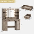 thumbnail image 2 of FANRAL 43'' Vanity Desk with 10 LED Lights,Under-Table RGB Strip & Built-in Power Station,Multi-Storage Makeup Table for Bedroom Bathroom Grooming,Gray Vanity, 2 of 7