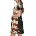 thumbnail image 2 of Naloa Wood Grain Bald Eagle Print Womens Summer A-Line Dress with Pockets,Short Sleeve Dresses,Flowy Beach Swing Dress for Vacation Travel, 2 of 6