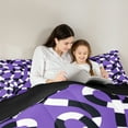 thumbnail image 4 of jejeloiu Abstract Geometric Lines Bedding Comforter Set 7 Pieces,Geometric Theme Full Bedding Set,Black White Purple Fitted Sheet Flat Sheet For Children,Breathable Home Decor Reversible, 4 of 8