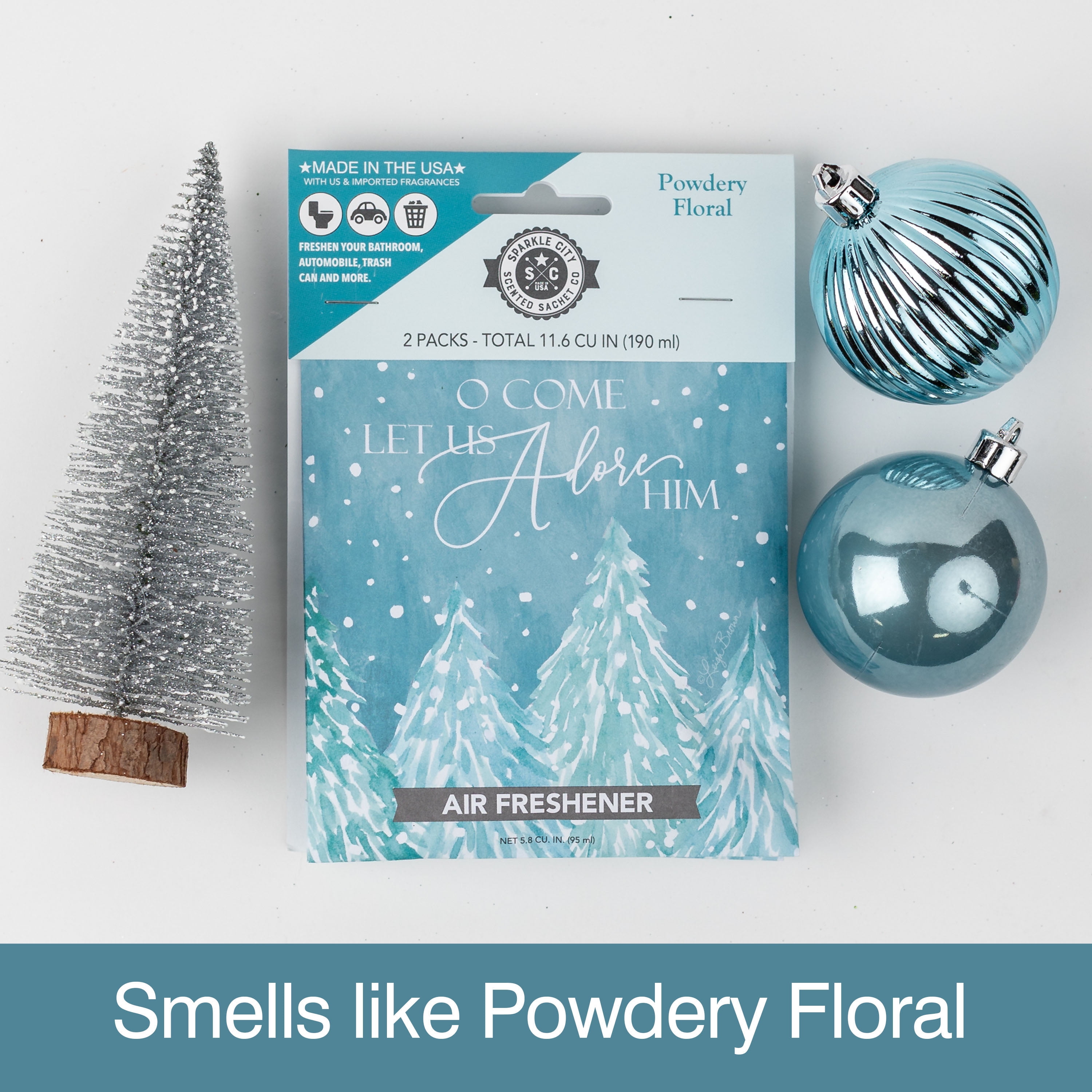 (2 pack) Sparkle City Scented Sachet 2 Pack, Oh Come Adore Him