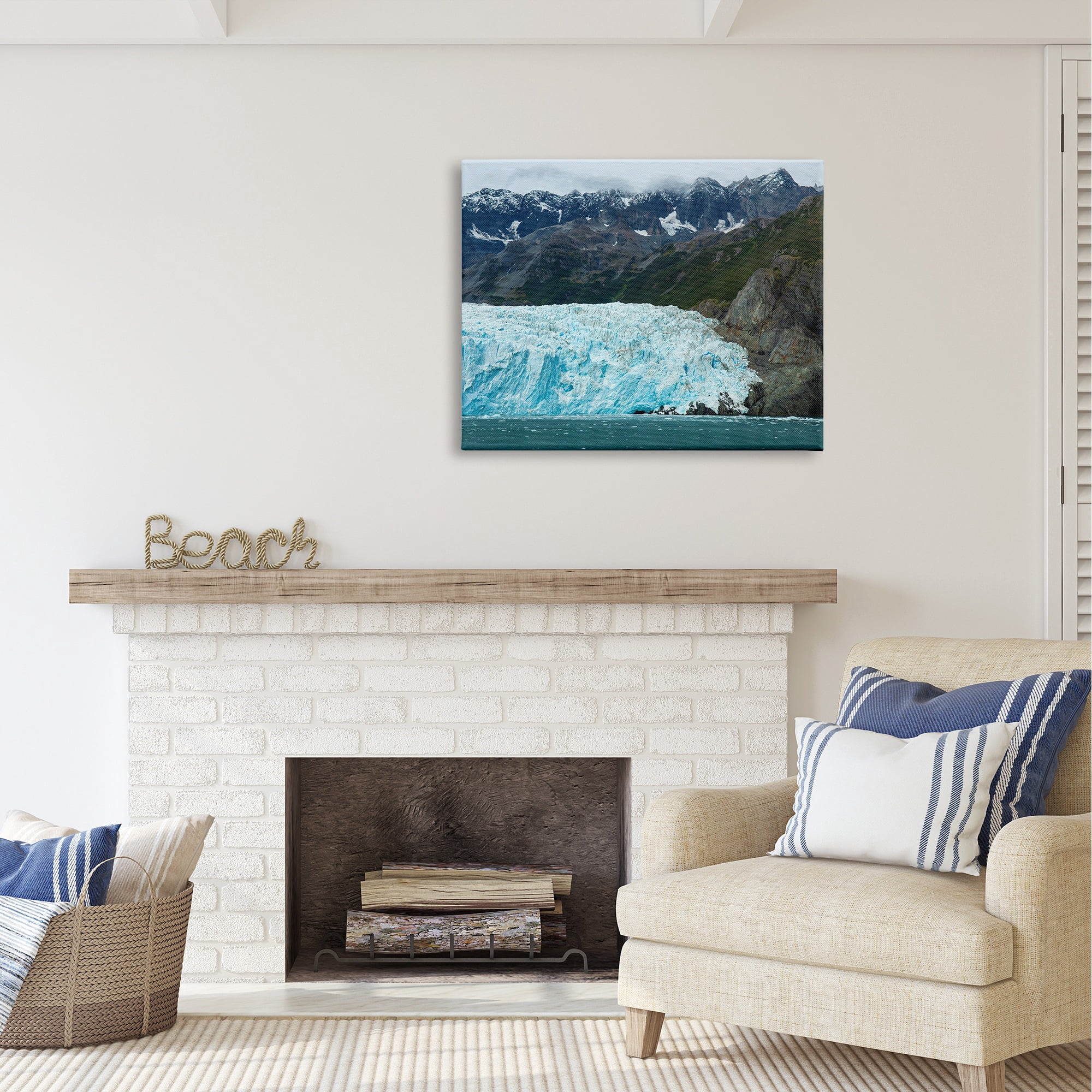 Stupell Industries Frozen Glacier Photography Nature Photography Gallery Wrapped Canvas Art Print Wall Art, 40 x 30