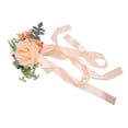 thumbnail image 2 of Respaldo de silla de boda, flores artificiales, decoración de flores para silla de boda con tela de hilo para fiesta de boda, champán, 2 of 10