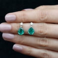 thumbnail image 6 of Rosec Jewels Lab Grown Emerald Teardrop Earrings with Moissanite for Women (7X9 mm), 18K White Gold, 6 of 9