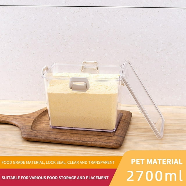 NARABB Kitchen Storage Square Sealed Tank, Grain Storage Tank, Pet Plastic Food Grade Refrigerator, Fresh-keeping Storage Box