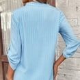 thumbnail image 5 of Jewelreauty Womens Striped 3/4 Sleeve V Neck Work Shirts Dressy Tops Casual Lightweight T-Shirts with Pocket (S, Blue), 5 of 7
