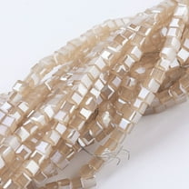 1Strand Electroplate Glass Beads Strands Imitation Jade Half Rainbow Plated Faceted Cube Brown 2~2.5x2~2.5x2~2.5mm Hole: 0.5mm 195~200pcs/strand 16.9~17.5 inch(43~44.5cm)