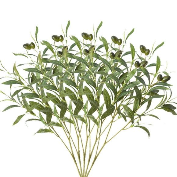 Artificial Olive Branch, Realistic Appearance Non-toxic and Harmless Greenery Stems for Home Office Decor, 5 Pcs in Black Plastic Pots with No Watering or Sunlight Required