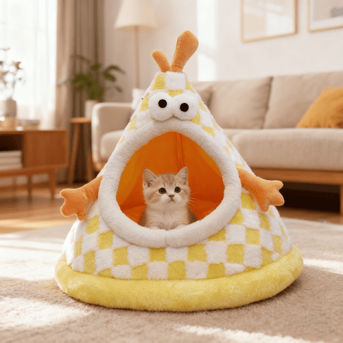 ShadeMart Cat & Dog Cave Bed - Warm Safety Pet Hut for Indoor Cats and Small Dogs, Cozy Winter Tent House