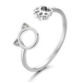 thumbnail image 1 of Vintage Crystal Cat Foot Adjustable Rings Silver Women Jewellery, 1 of 8