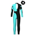 thumbnail image 2 of Alvivi Kids Girls Full Body Dance Unitards Bodysuit Gymnastics Leotards Figure Ice Skating Jumpsuit Blue Green&Black 6, 2 of 6