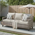 thumbnail image 2 of PPorfamilia Outdoor 3 Seater Sofa, Patio PE Rattan Deep Seat Couch with Beige Cushions, for Porch Balcony Backyard, 2 of 6