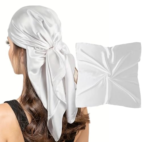 35" Square Silk Like Head Scarf - Women's Fashion Satin Scarf Bandana for Hair Wrapping at Night.