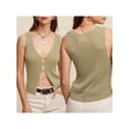 thumbnail image 3 of Caoirhny Women Knit Tank Top, Sleeveless V Neck Solid Slim Fit Summer Vest Clubwear for Party, 3 of 8