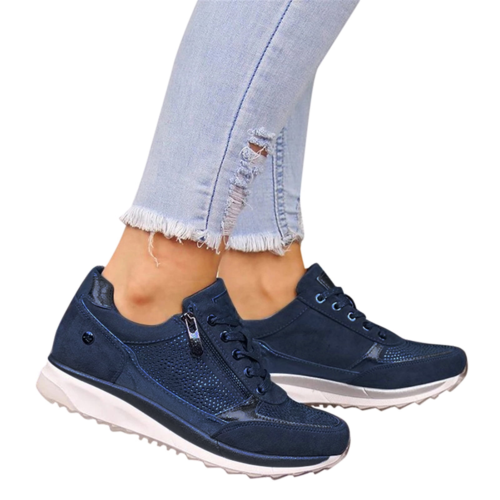 Light blue synthetic lace up sneakers Clearance