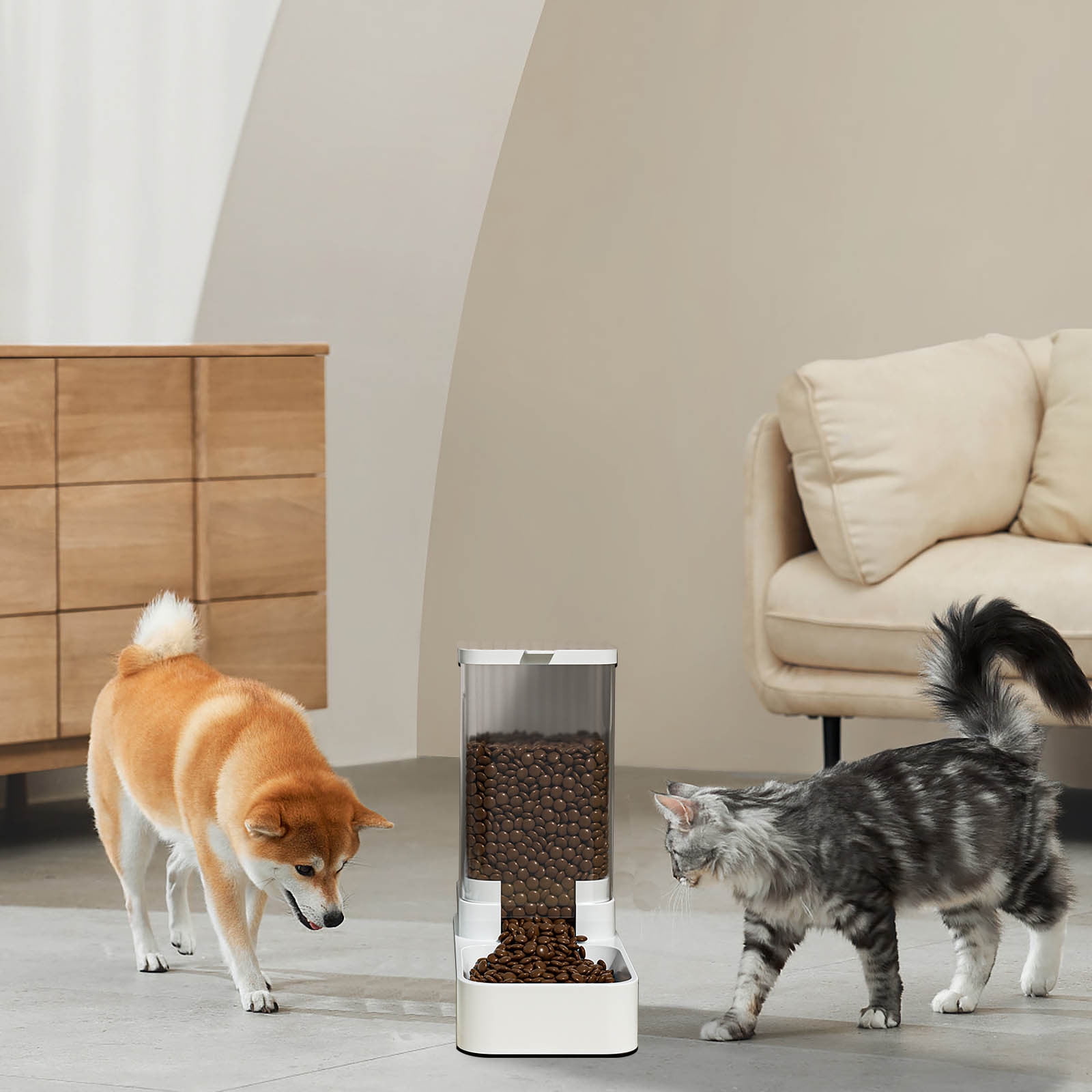 EGYMEN Automatic Pet Feeder, Programmable Pet Feeding Station for Cats and Dogs, Self-Dispensing Food Dispenser with Water Bowl, Eco-Friendly Pet Feeding and Watering Solution