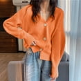 thumbnail image 4 of jtjvou Cropped Cardigan Sweaters for Women Lightweight Crop Solid Button Knit Y2k Fall Outfits Fashion Clothes 2025 Orange Free Size, 4 of 6