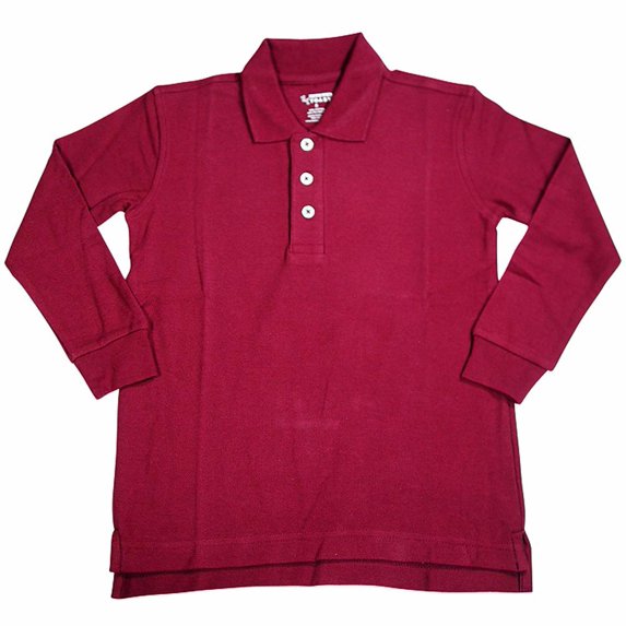 French Toast School Uniform Unisex Long Sleeve Pique Polo Shirt (Toddlers), 33344 Burgundy / 2T