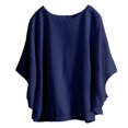 thumbnail image 2 of Xioeram Women Casual T-shirt O-neck Batwing Short Sleeve Tee Shirt Loose Fit Solid Color Pullover Tops Streetwear, 2 of 7
