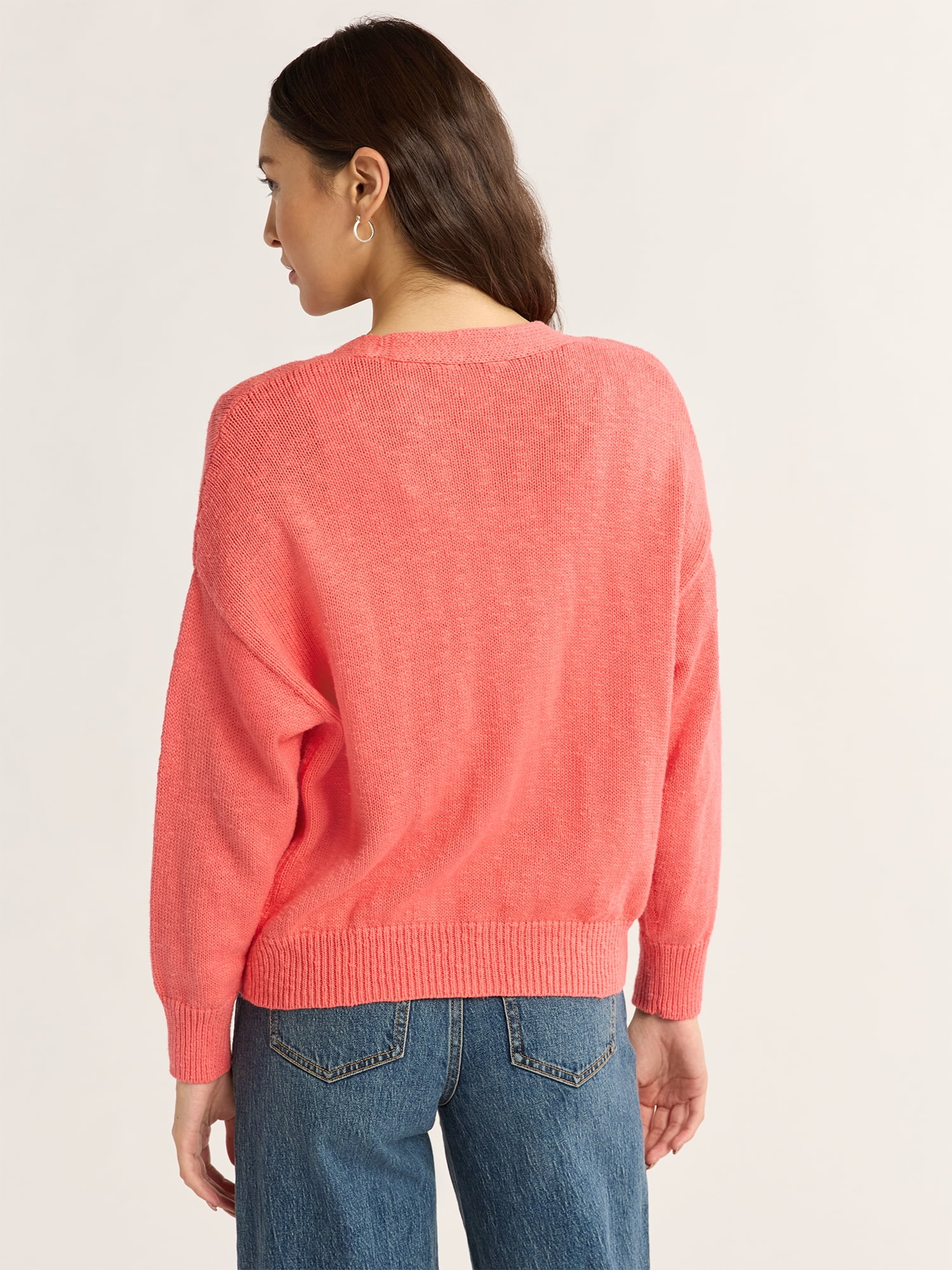Time and Tru Women’s Cotton Boyfriend Cardigan Sweater, Lightweight, Sizes XS-XXXL