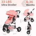 thumbnail image 3 of AILEEKISS 3-in-1 Convertible Baby Stroller with Big Seat and Adjustable Canopy, 24 Pounds, Pink, 3 of 12