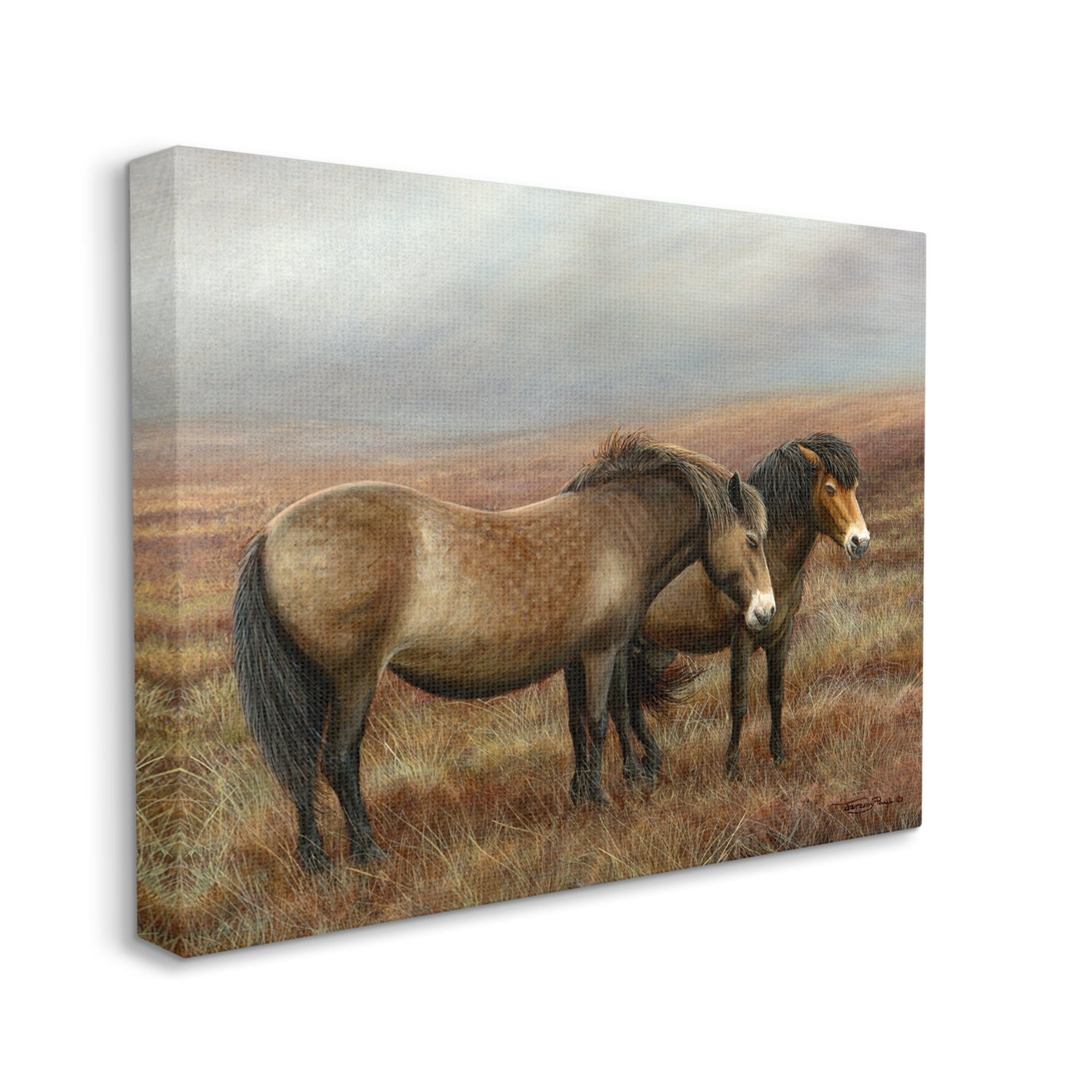 Stupell Industries Horses Dark Country Field Animals & Insects Painting Gallery Wrapped Canvas Print Wall Art