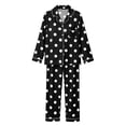 thumbnail image 5 of Blmnix Womens Sleepwear Bamboo Pajamas Button Up Pajamas Sleepwear Sets Sleepwear Straight-Leg Collared Long Sleeve Black Full Fall Pajamas Women,L, 5 of 7