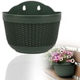 thumbnail image 2 of pdqouc Half Round Imitation Rattan Wall Hanging Planter, Semicircular Wall-Mounted Flower Pot, Decorative Hanging Planter for Indoor Outdoor Balcony Fence Garden Home Decor Supplies, 2 of 7