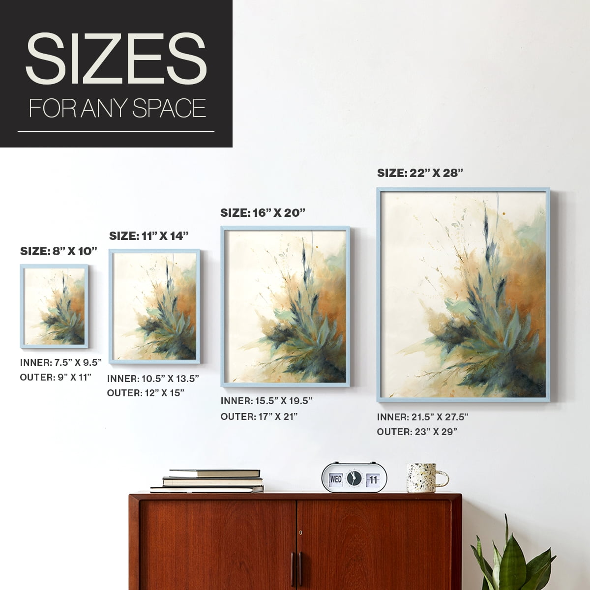 Desert Song II Framed Print in Blue Solid Wood Framed Print No Nail Hanging