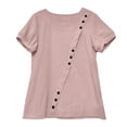 thumbnail image 4 of Delayuji Women's Vintage Cotton and Linen Down Casual Top Pink Xxxxxl Cotton and Linen Short Sleeve Shirts for Women, 4 of 4