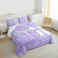 thumbnail image 3 of Manfei Initial Alphabet H 3 Pieces Queen Comforter Set for Kids Teens,Purple Bling Glitter Ultra Soft Bedding Sets,Flower Bow-Tie Butterfly Bedding Comforter Set,Lightweight Room Decor, 3 of 8
