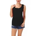 thumbnail image 3 of Women's Plus Size Summer Basic Essential Tank Performance Scoop neck Tank Color Black, 3 of 8