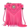 thumbnail image 1 of Bandolera Montana West Fringe de piel rosa para mujer, 1 of 6
