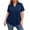 Navy, variant on Plus Size Tunic Tops for Women with Pleats 3-Button V Neck Short Sleeve Solid Casual Flowy Blouse Shirts (XL, Red)