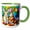 Green/White, variant on 3drose, Two Adorable Easter Bunnies, Colorful Eggs, Bow Ties, Cheerful Gift, 15oz Two-tone Green Mug