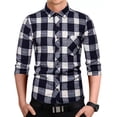 thumbnail image 1 of Camisa Manga Larga Cuadros Para Hombre Moda Slim Fit, 1 of 4