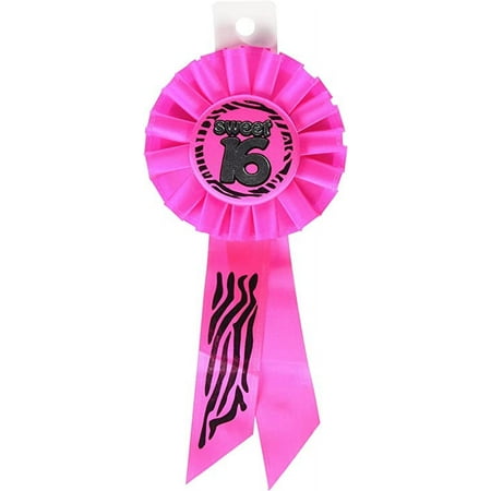 Beistle 3 1/4" x 6 1/2" Zebra Print Sweet 16 Rosette Cerise 3/Pack RS506