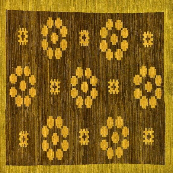 Ahgly Company Indoor Square Abstract Yellow Modern Area Rugs, 8' Square