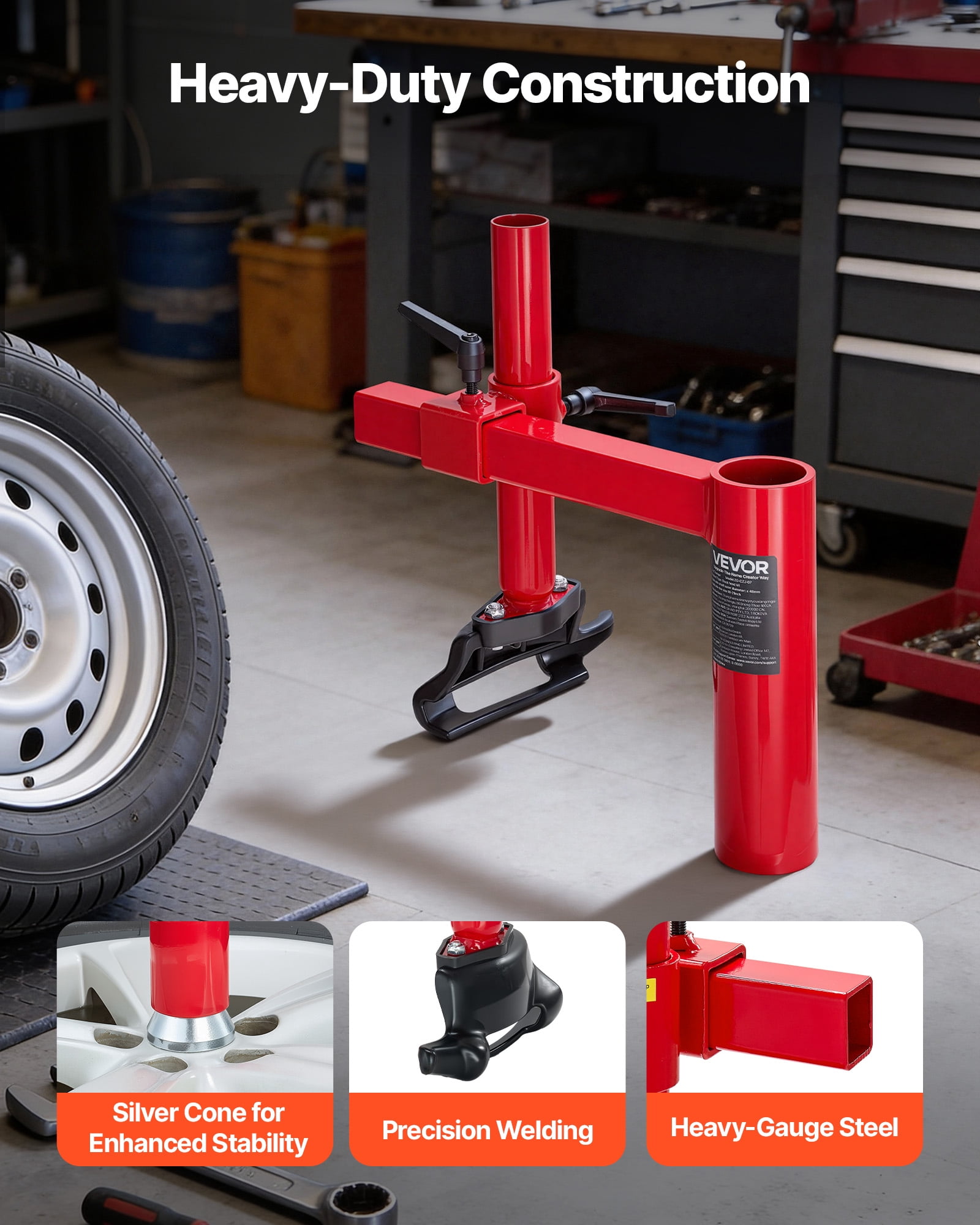 VEVOR Manual Tire Changer Duck Head Kit with Silver Cone, Fit for 16"-21" Wheels, Heavy Duty Manual Tire Changer Duck Head Adapter Kit, Mounting and Demounting Tool for Most Cars, SUVs, Trucks, ATVs