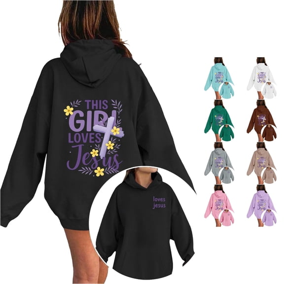 XAOFW Girls Hoodies For Kids Long Sleeve Letter Print Hooded Sweatshirts Loose Fit Cozy Graphic Pullover Hoodie With Pocket For Girls Daily Wear Trendy Tops 2-3 Years
