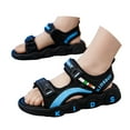 thumbnail image 3 of Linfrsh Sandals for Toddler Girls Kids Toddler Sandals Boys Girls Sandal Comfort Double Buckle Slip On Slippers with Adjustable Back Strap(Blue,Size 3), 3 of 7