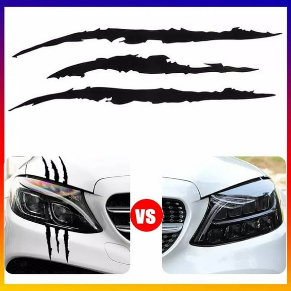 Car Stickers Auto Reflective Monster Claw Scratch Marks Headlight Bumper Sticker Waterproof Decal (BLACK)