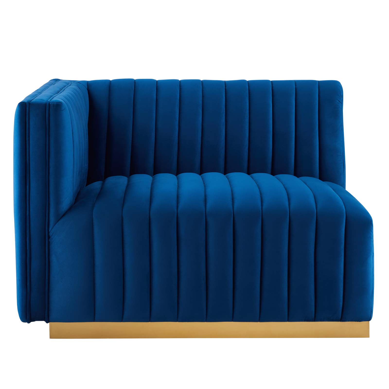 Modway Conjure Channel Tufted Performance Velvet Loveseat in Gold Navy