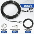 thumbnail image 7 of Tootaci 1/8 Black Vinyl Coated Stainless Steel Cable, 100ft Wire Rope with Sleeve and Thimble, for String Light, Shade Sail, Clothesline, Curtain, 7 of 7