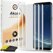 Akcoo [3 Pack] Galaxy S8 Plus Screen Protector, Full Screen Adhesive tempered glass screen film for Samsung Galaxy S8 Plus[Full Cover][Sensitive Touch][Case friendly]