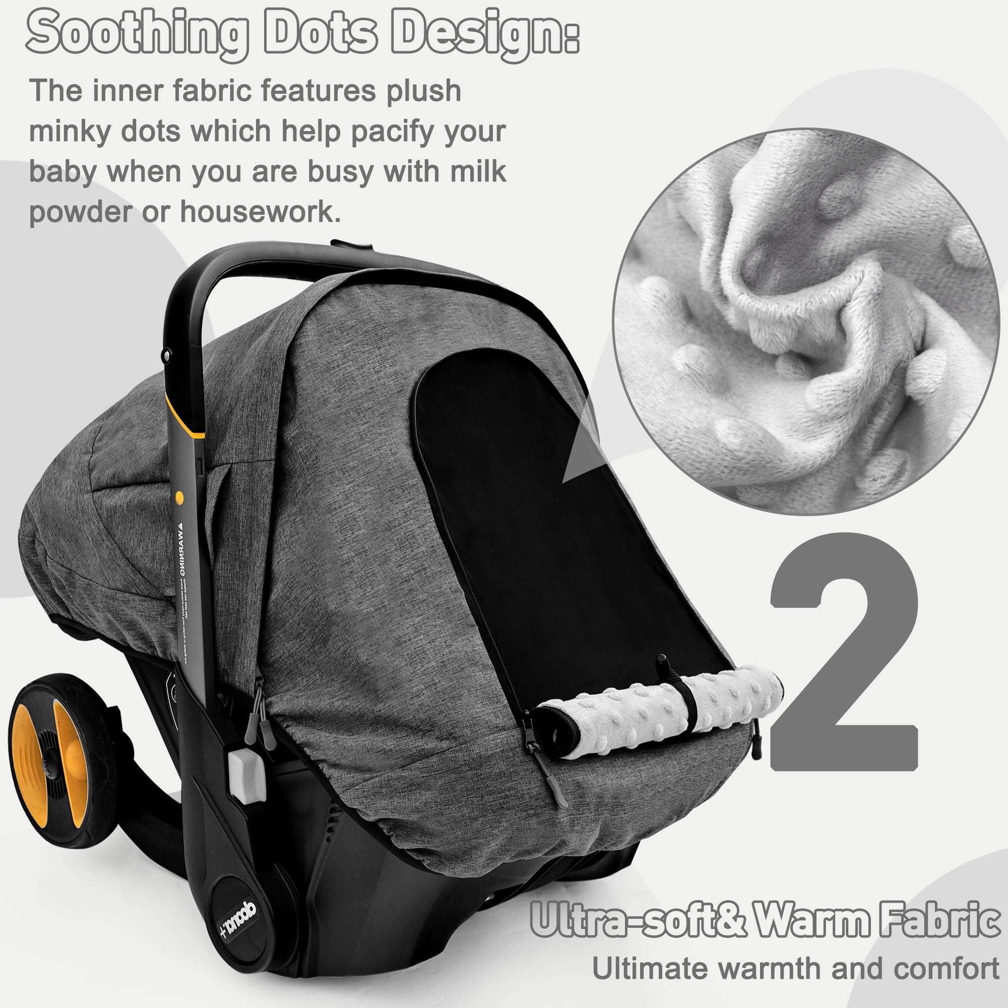 Waterproof Baby Car Seat Cover Compatible with Doona Car Seat and Stroller,Patented Windproof Car Seat Canopy for Boys & Girls, Keeps Babies Warm and Cozy(Gray)