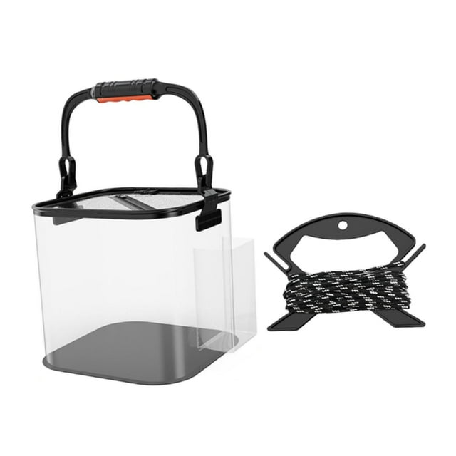 Cubo de pesca plegable con cuerda de agua, equipo EVA, suministros ligeros y versátiles Bolsillo lateral de Black20cm