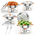 thumbnail image 1 of CazToi 5QT Stainless Steel Buffet Chafing Dish Set with Lid Holder & Utensils 4 Piece Set, 1 of 19