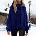 thumbnail image 2 of Comdrip Fall Sweaters for Women 2025 Pile Collar Lazy Style Sweater for Women Solid Color Loose Thick Sweater Top Turtleneck Loose Sweater Ladies Sweaters, Navy S, 2 of 4